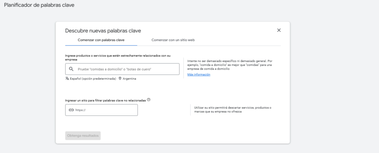 comenzar con las palabras clave