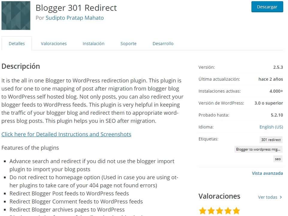 Blogger 301 redirect