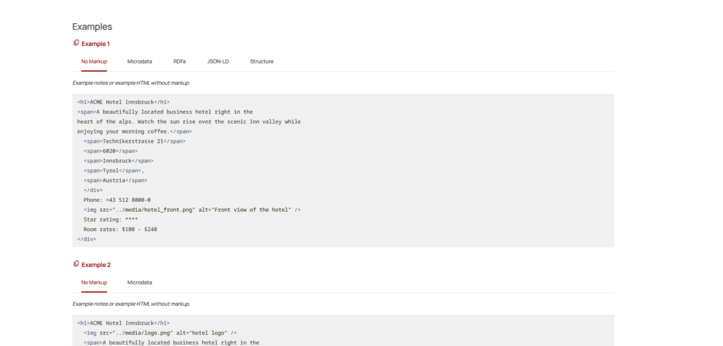 Ejemplo de Schema para hotel