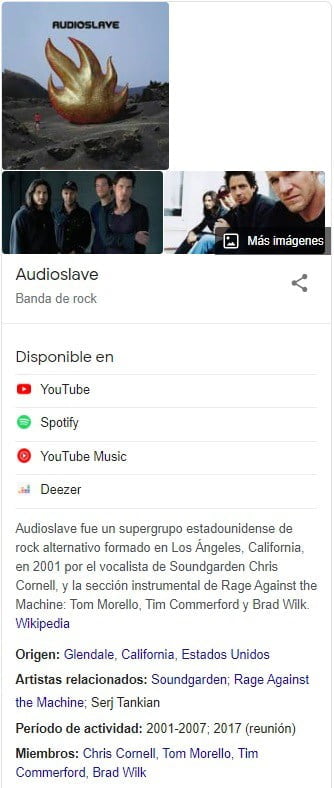 Aquí hay un tipo especial de Rich snippet conocido como Knoledge-graph.