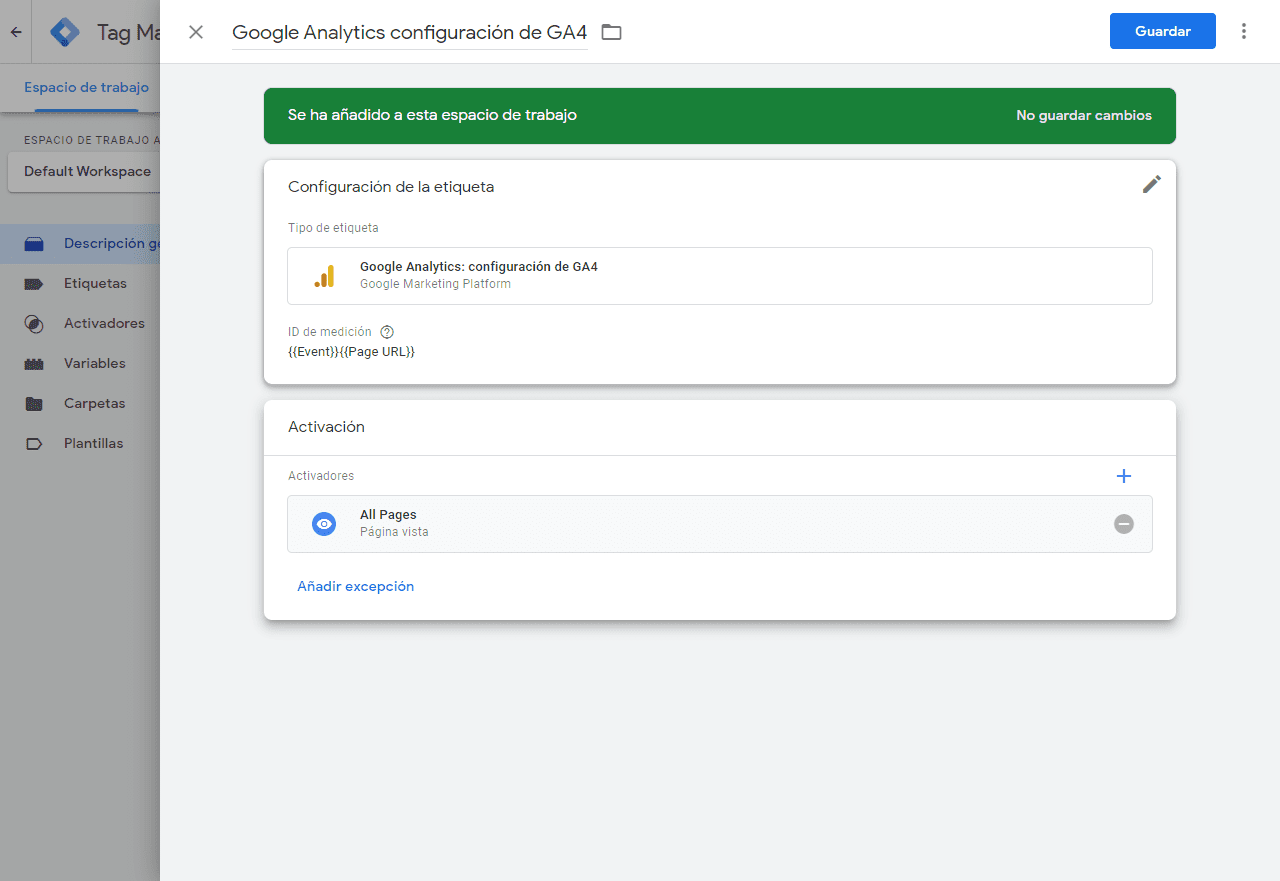 google tag manager con GA4