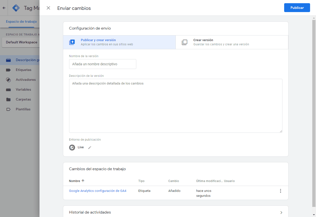 crear cuando de google tag manager