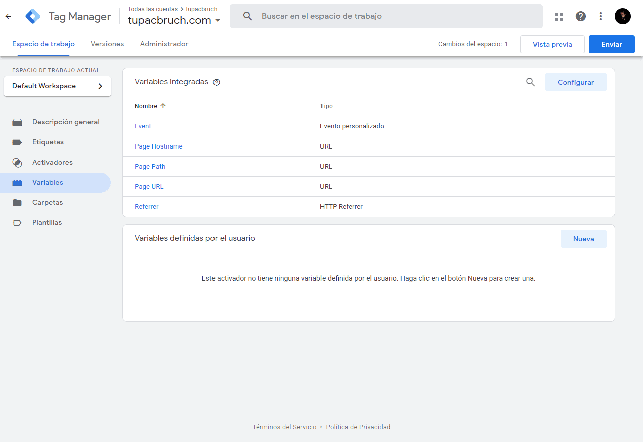 variables en google tag manager