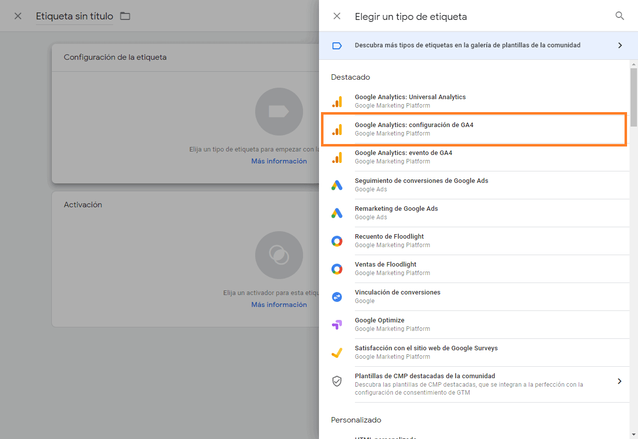 GTM configuración analytics