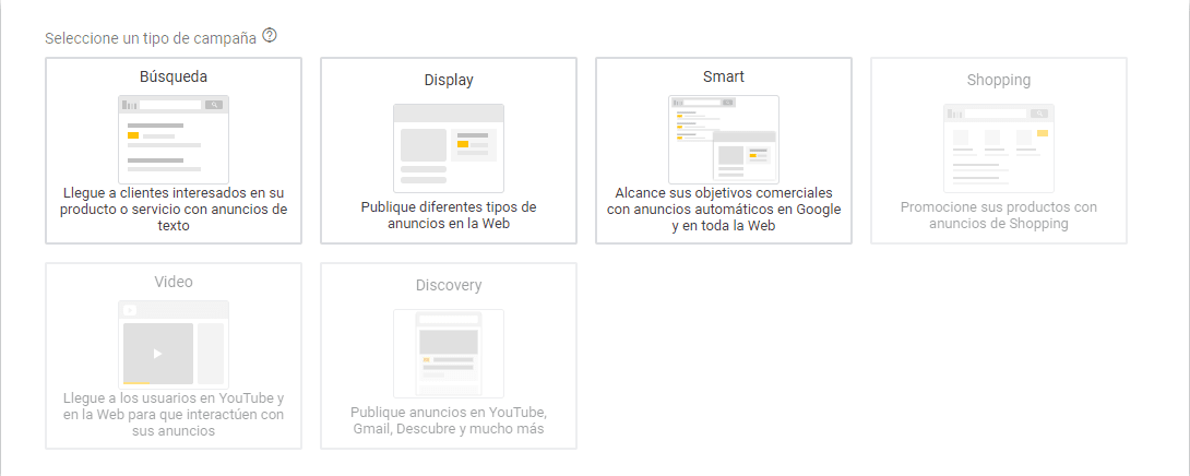 Tipos de campañas que podes hacer en Google Ads