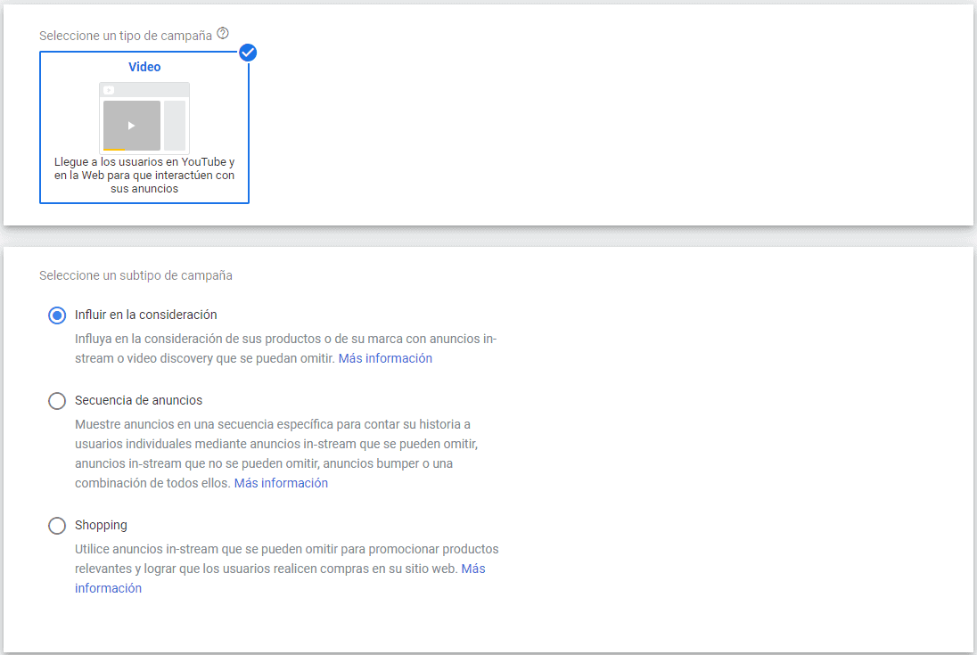 Tipos de campañas en video