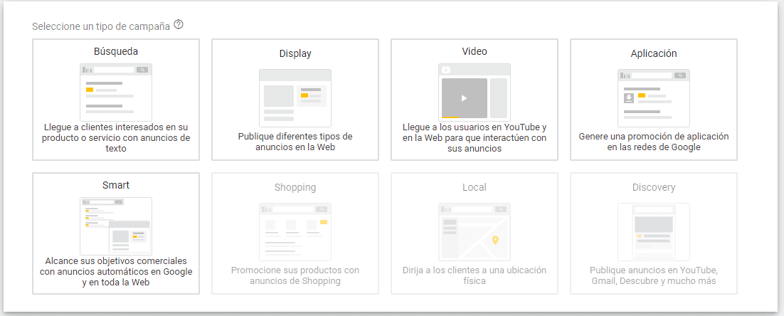Tipos de campañas que podes hacer en Google Ads
