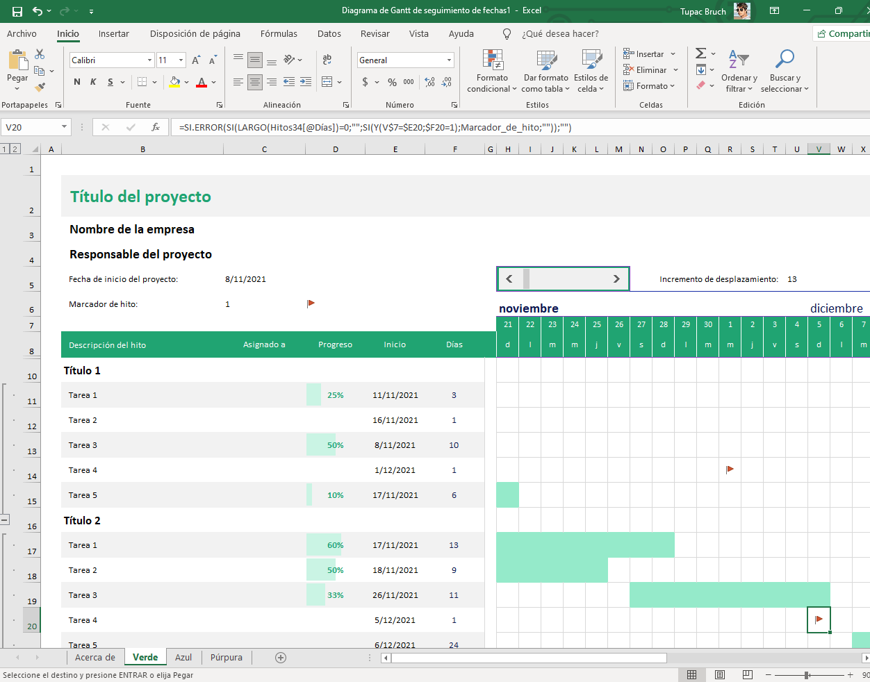 descarga gratis un diagrama de gantt en excel