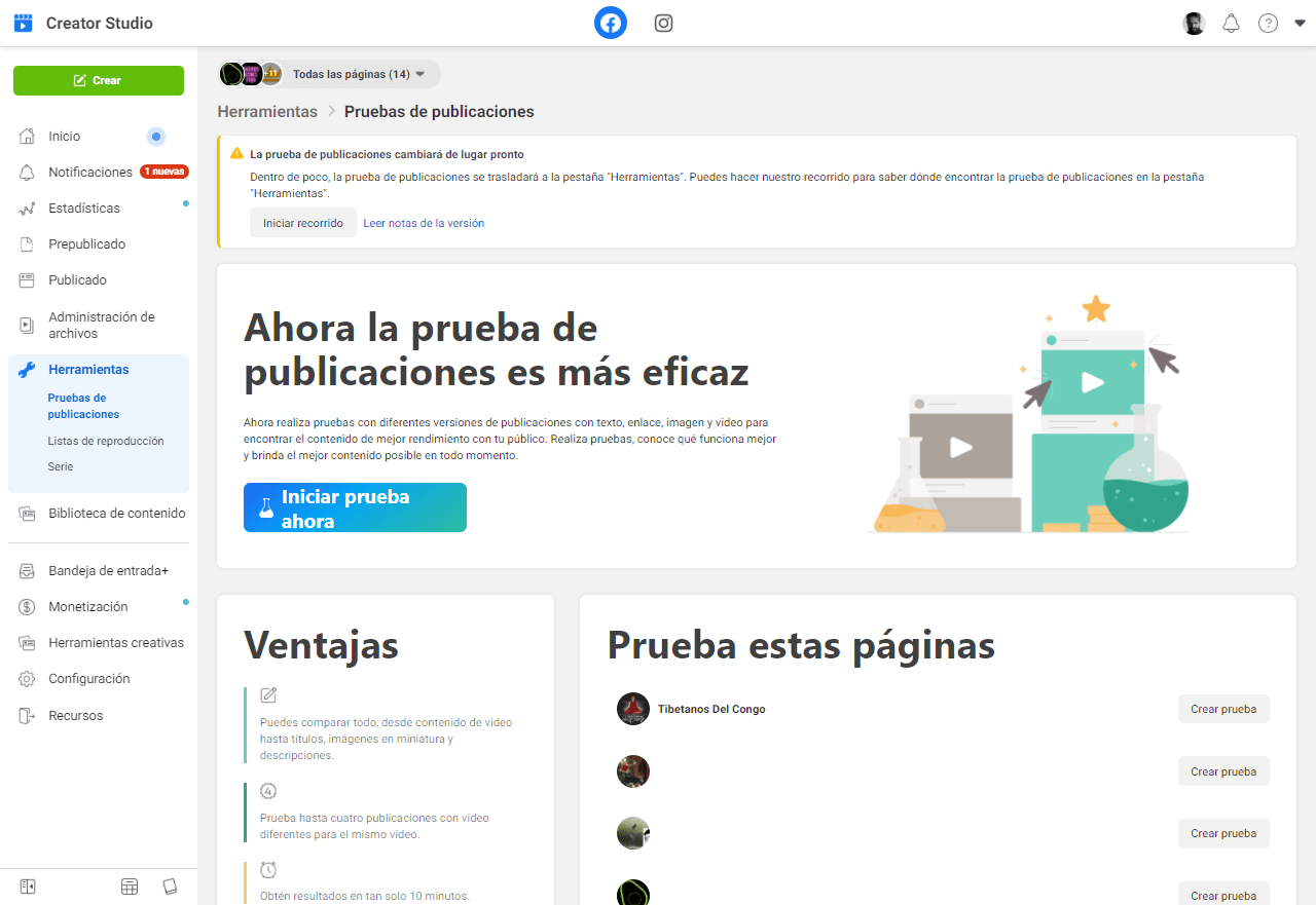Barra de herramientas en Creator Studio.