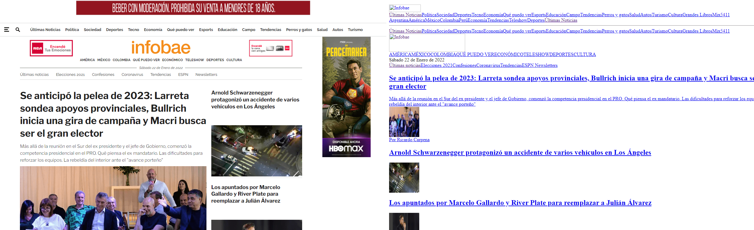 En la imagen de la izquierda tenemos un sitio web con HTML, CSS, y JavaScript. A la derecha la misma página, pero solo con HTML.