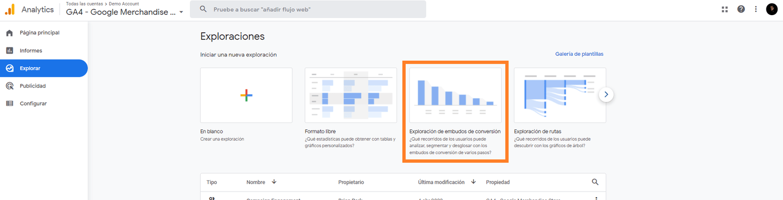 Creando un embudo de conversión en Google Analytics 4
