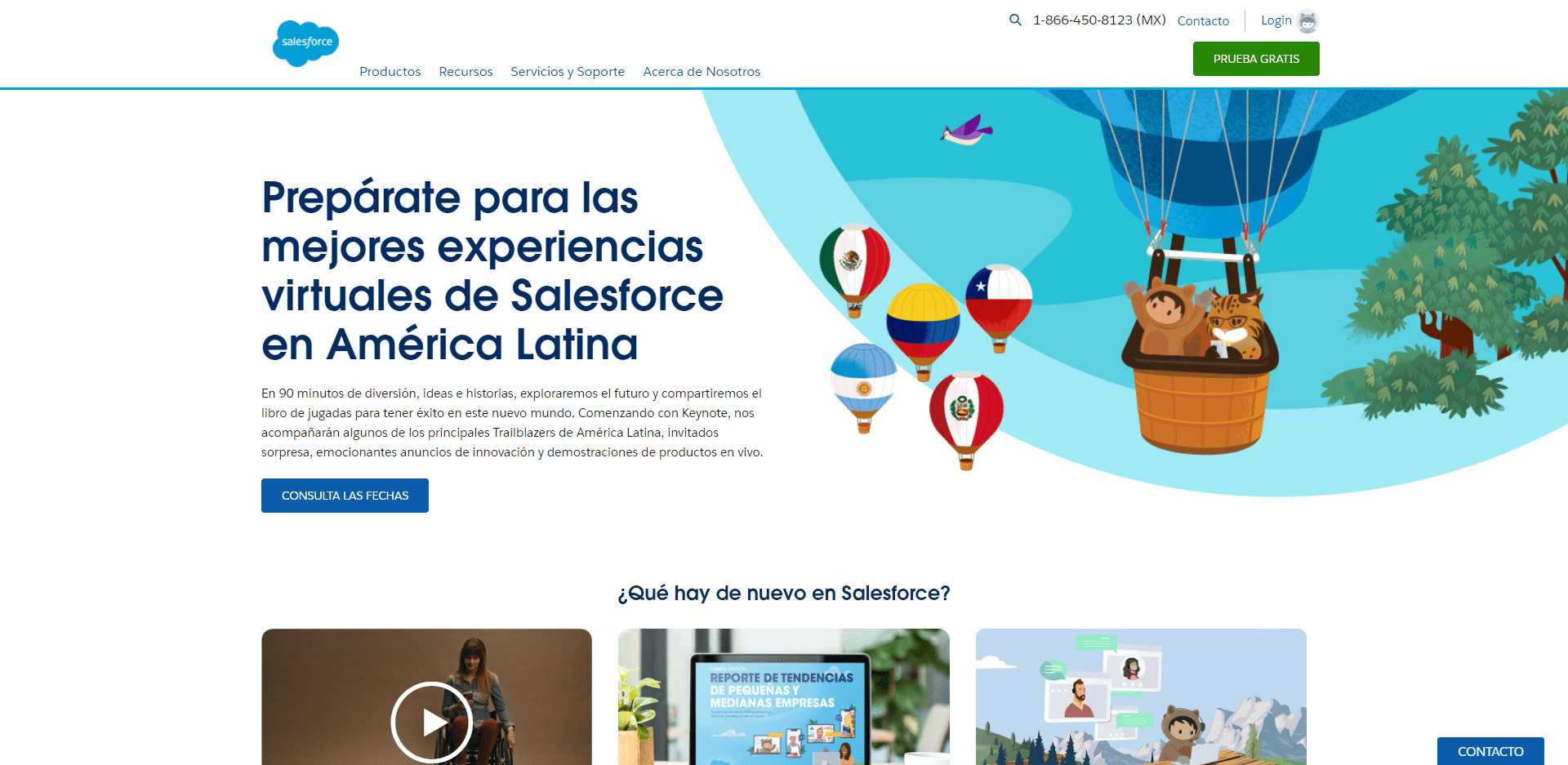Ejemplo del home page de la herramienta crm SalesForce