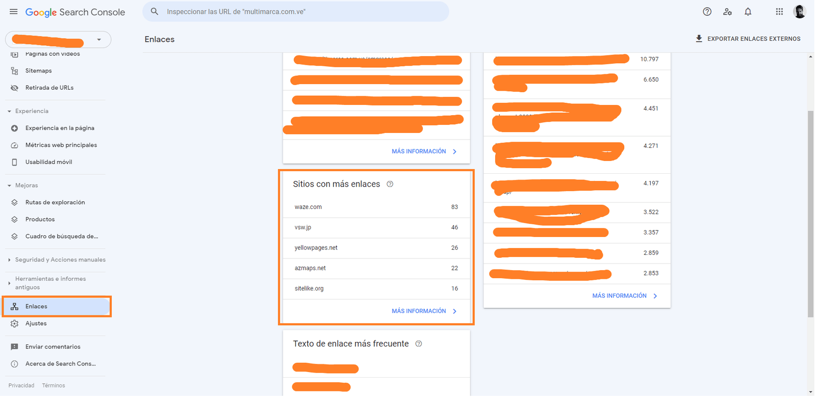 Viendo el perfil de enlaces en Google Search Console