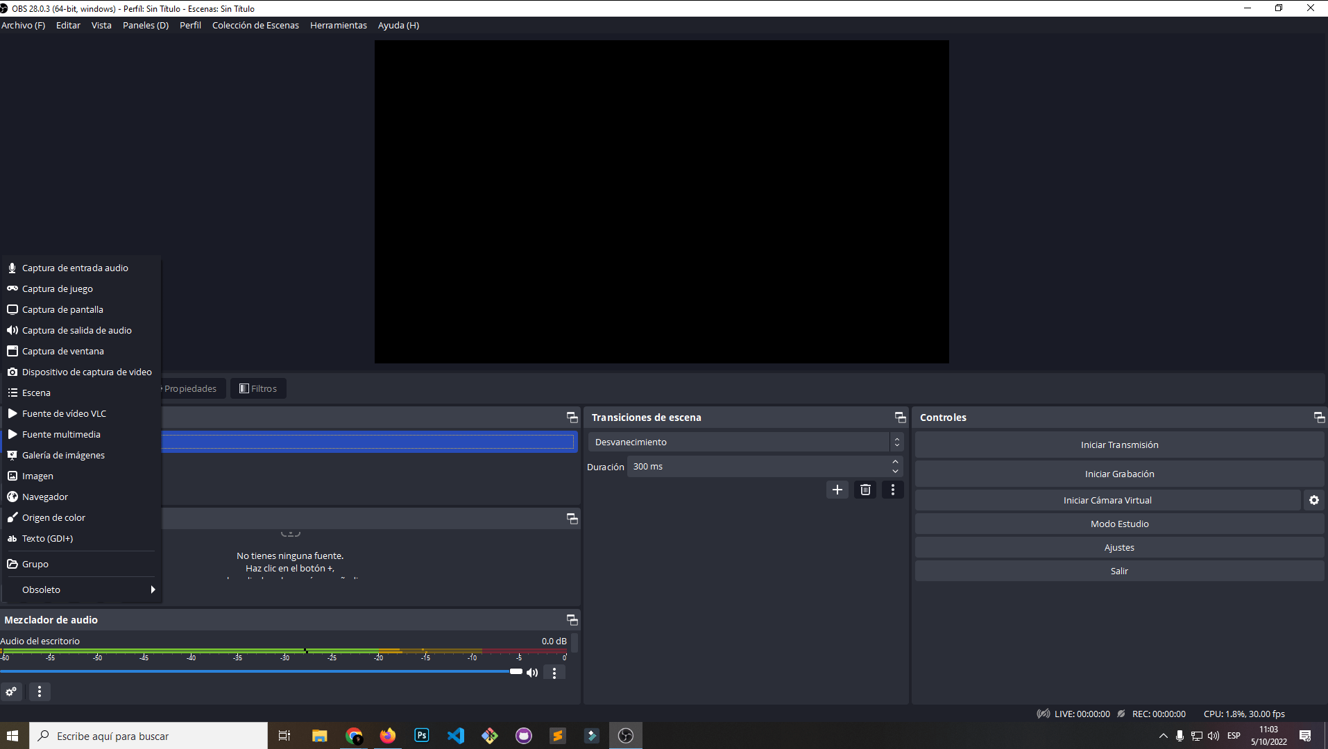OBS Studio cuenta con un sistema de personalización de escenas