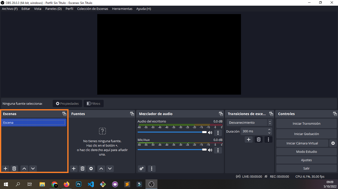 Escenas de OBS Studio