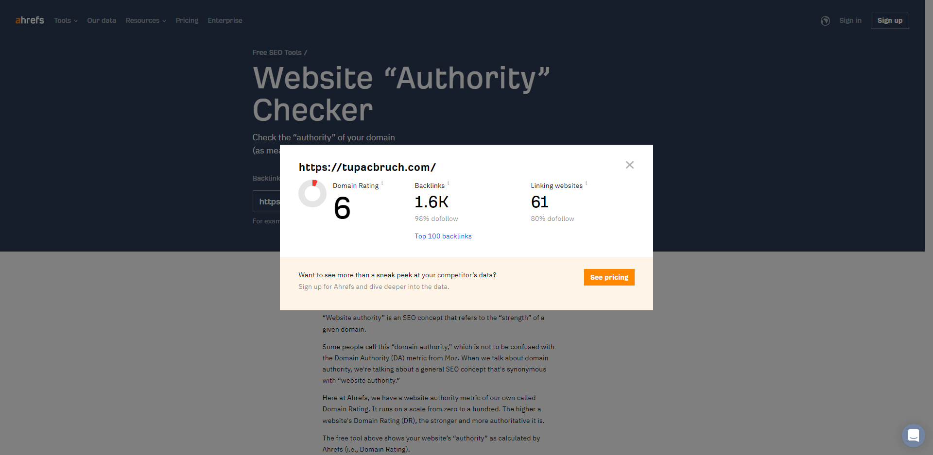 midiendo el trustrank con ahrefs