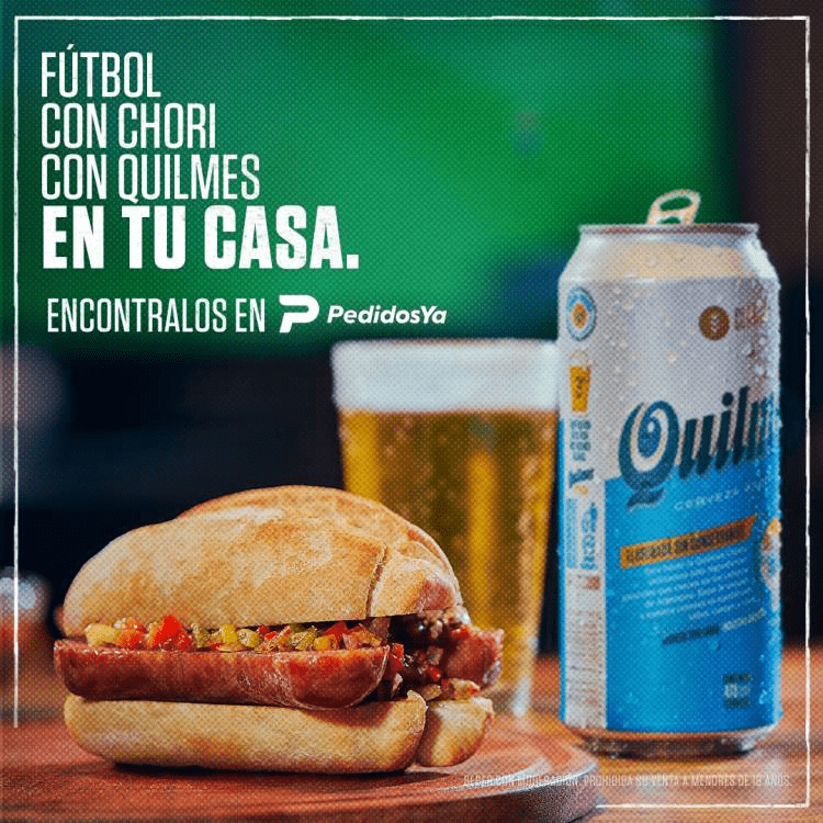 Quilmes hizo una alianza con pedidos ya para llevarte una birra y un chori a tu casa. Ejemplo de Marketing de Cervecerías. ideas para vender cerveza