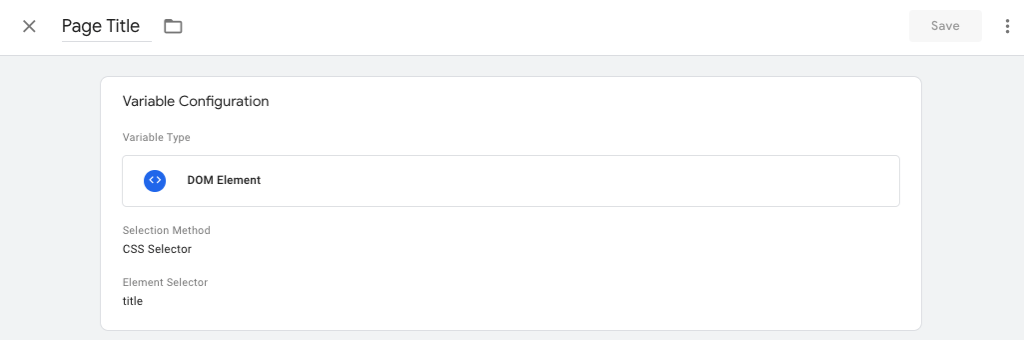 Crear una variable que recoja el título de la página evento de Buscador interno sin parámetro