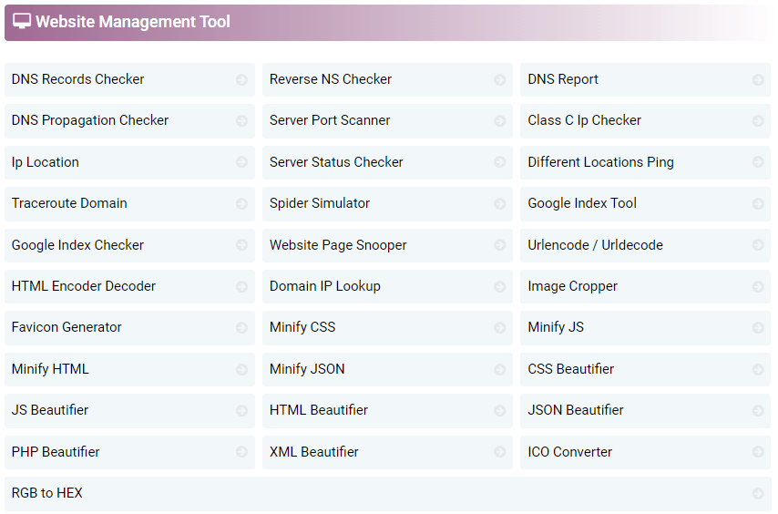 ejemplo de herramientas de website management tool en prepostseo.com