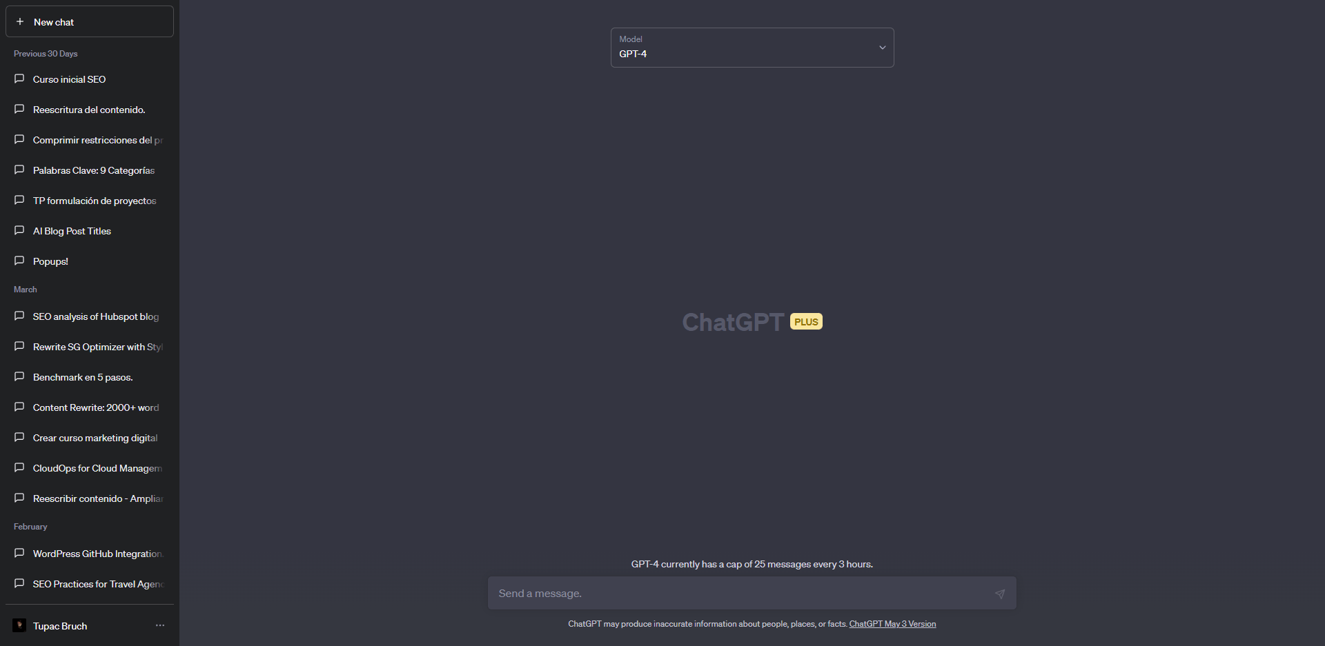 Dashboard del ChatGPT