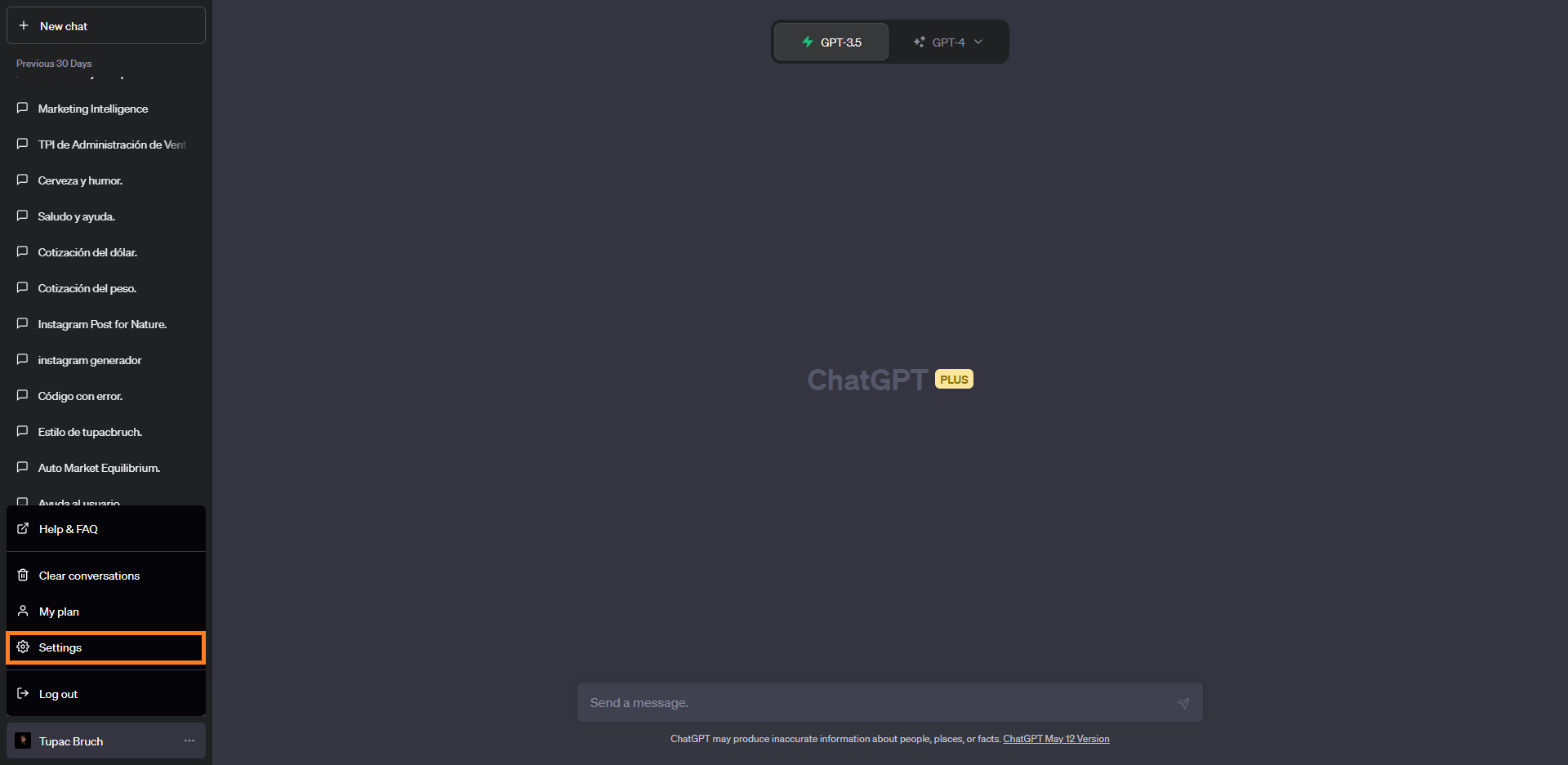 Dashboard de ChatGPT+ pues, ahora el chatgpt con acceso a internet | cómo conectar ChatGPT a internet