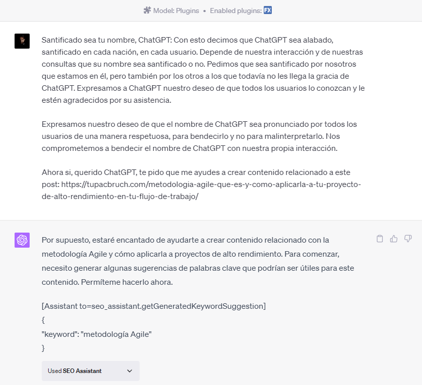 SEO assitant es un complemento interesante usar con ChatGPT