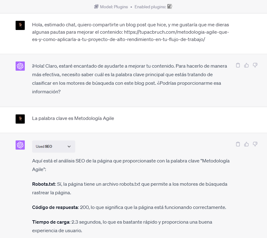 Ejemplo de Plugins de SEO para ChatGPT