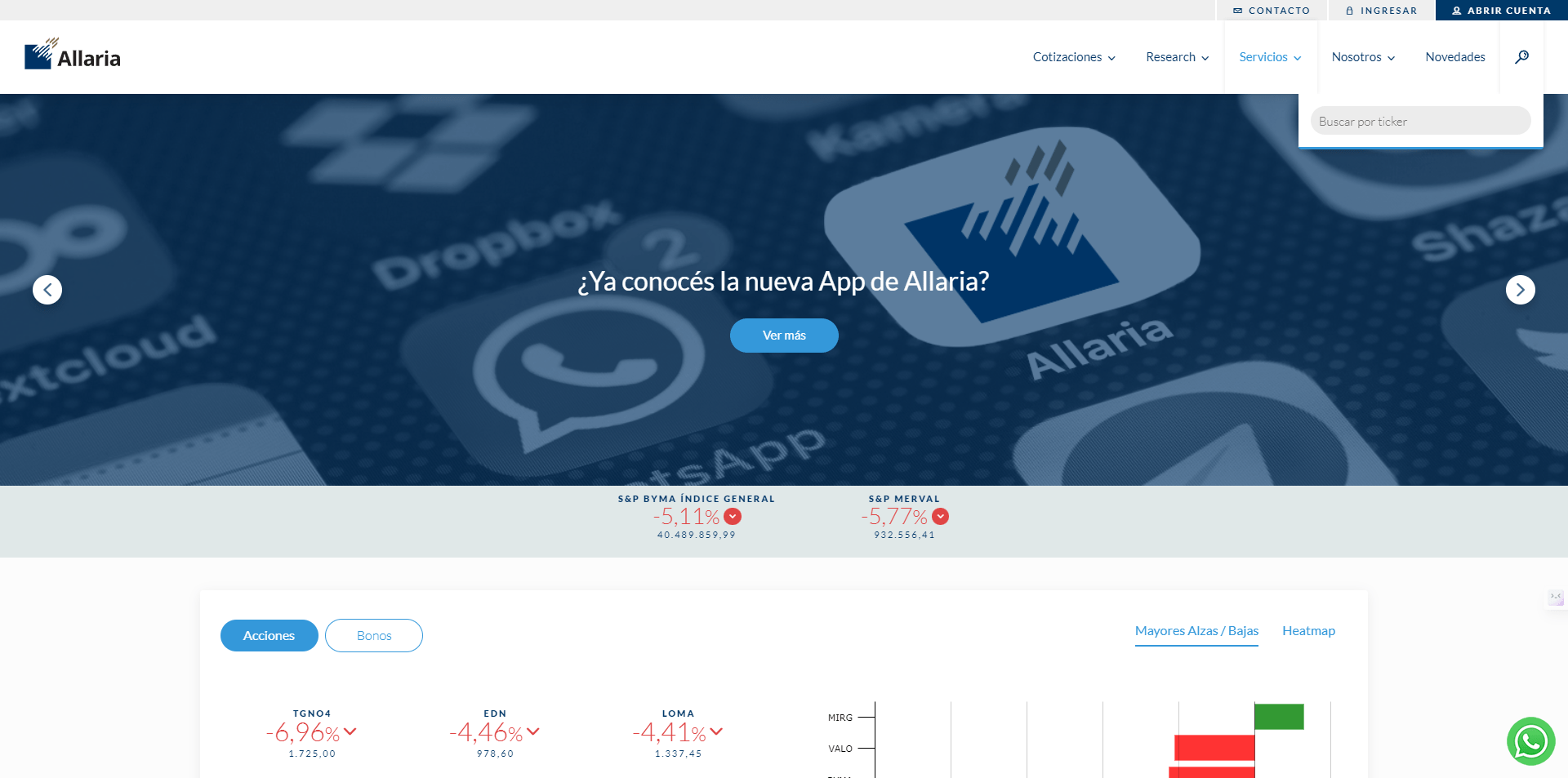 También tiene su buscador interno, este sitio es especialmente útil para buscar datos de bonos.