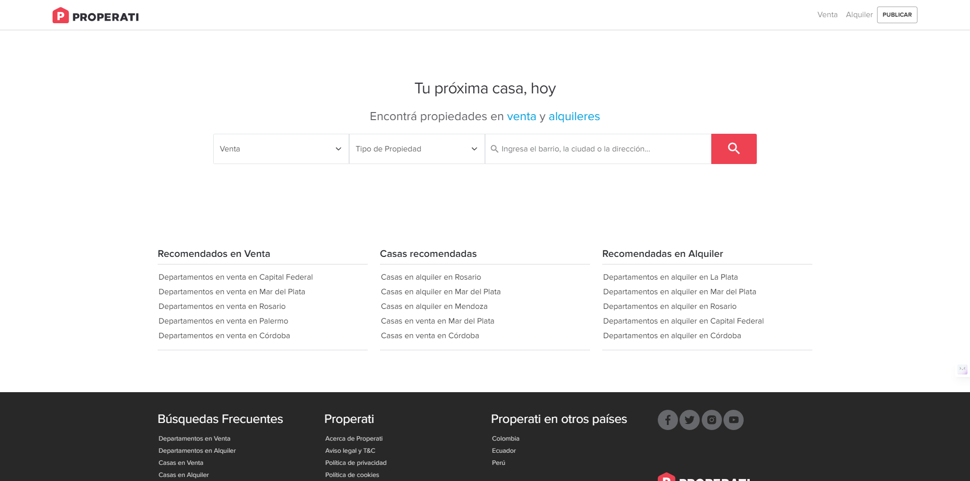 Proporciona información sobre emprendimientos inmobiliarios, departamentos en venta, terrenos y propiedades en alquiler.