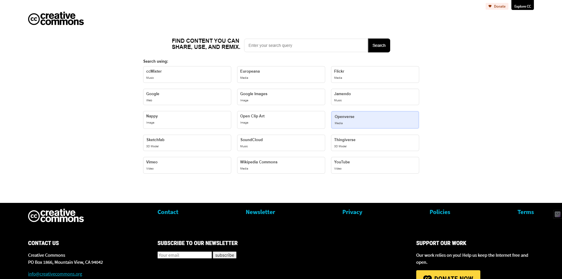 Este buscador no es solo de imágenes, también puedes encontrar audios y videos libres de derechos de autor. Entonces, sí tu búsqueda es para usos comerciales o si quieres hacer una adaptación, puedes restringir tu búsqueda para este tipo de archivos.