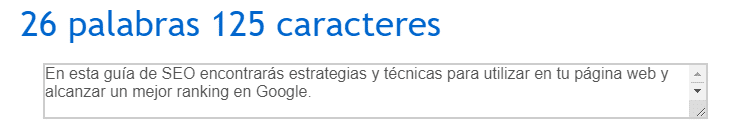 es recomendable contar los caracteres con alguna herraamienta para setear bien nuestras meta descriptions