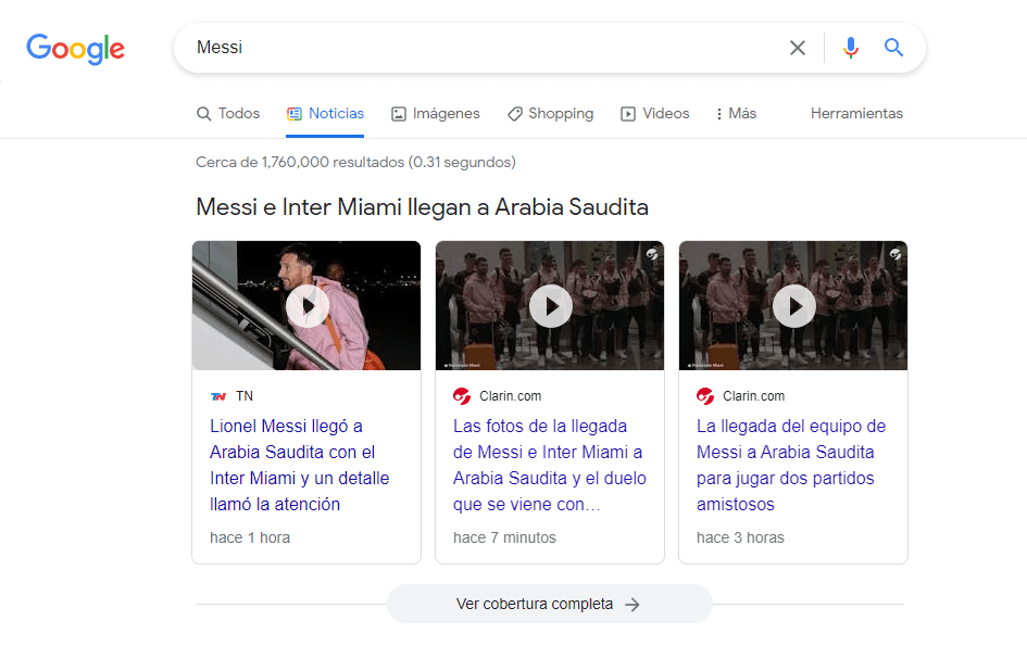 ¿Qué son los Resultados de página en SEO? Ejemplo de noticias