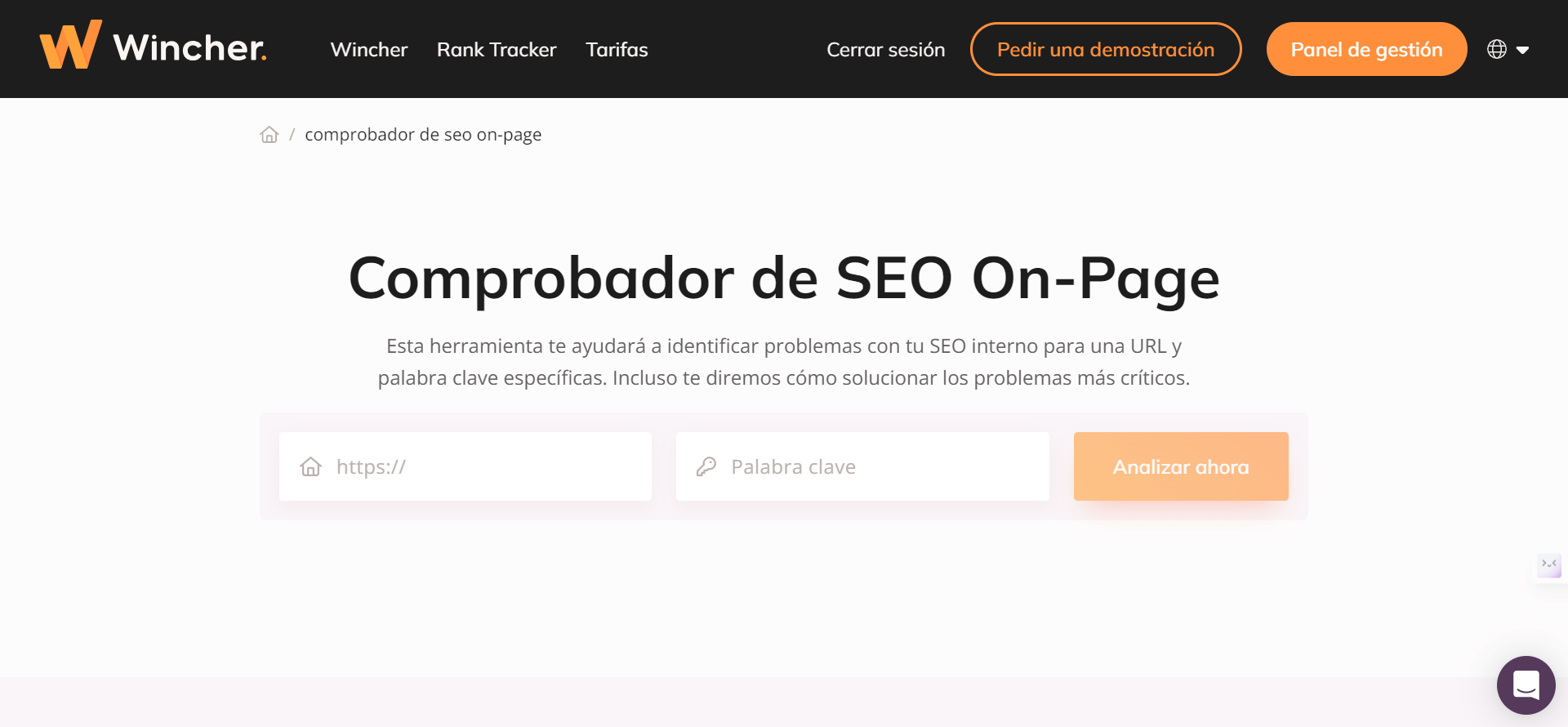 comprobador SEO on-page de wincher