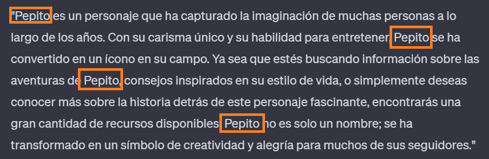 ejemplo correcto de uso de keywords