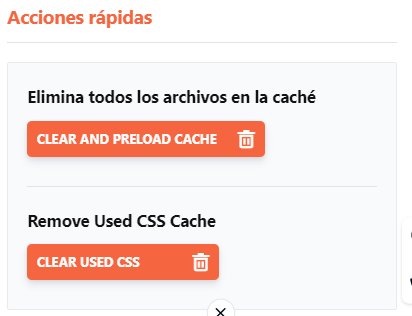 acciones rápidas en wp rocket