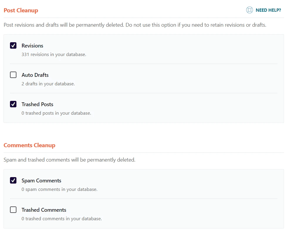 limpiando la base de datos con wp-rocket
