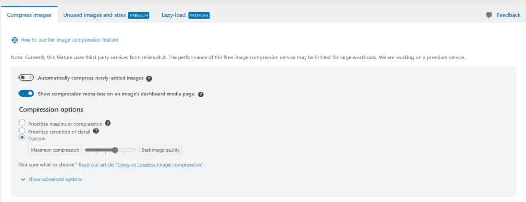 optimizando medios con wp-optimize