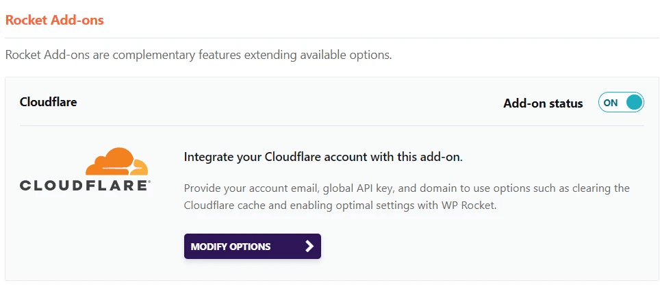 Cloudflare es fácil de integrar con WP Rocket