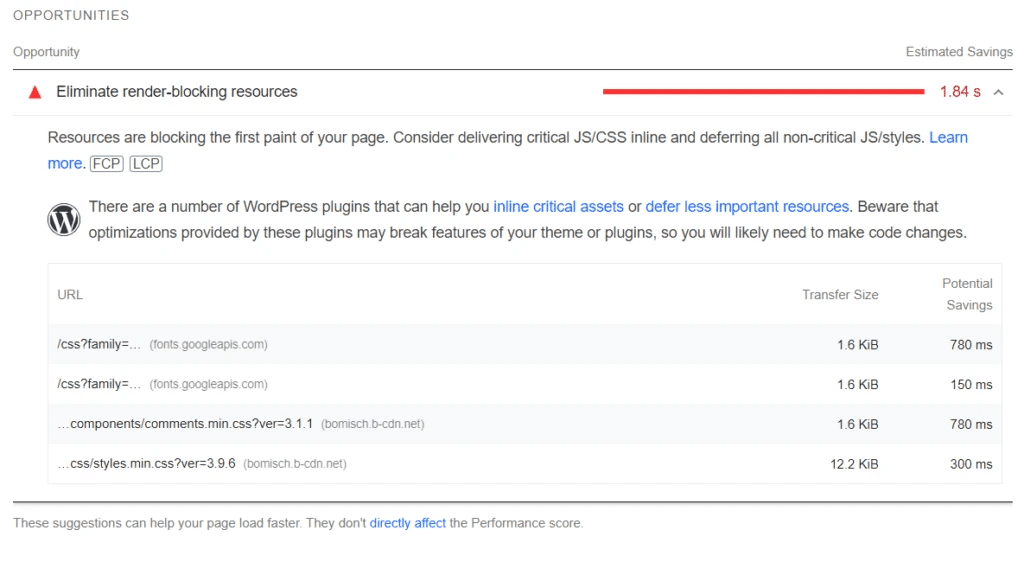 Resultados De La Performance con WP-Optimize y WP Rocket
