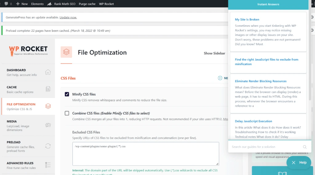 soporte de WP Rocket Y WP-Optimize