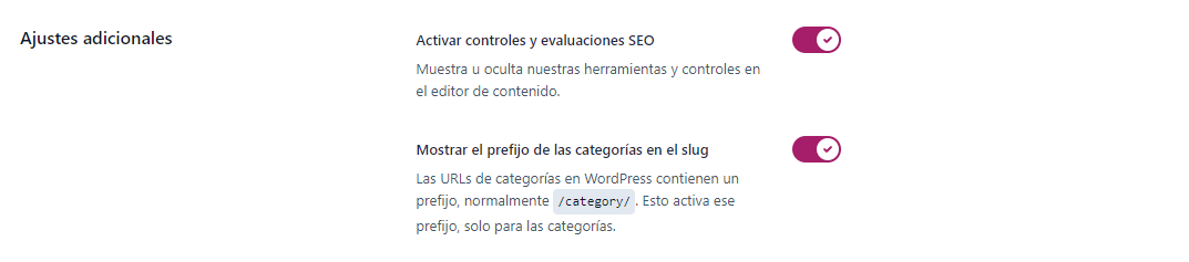ajustes adicionaes para categorias en yoast seo