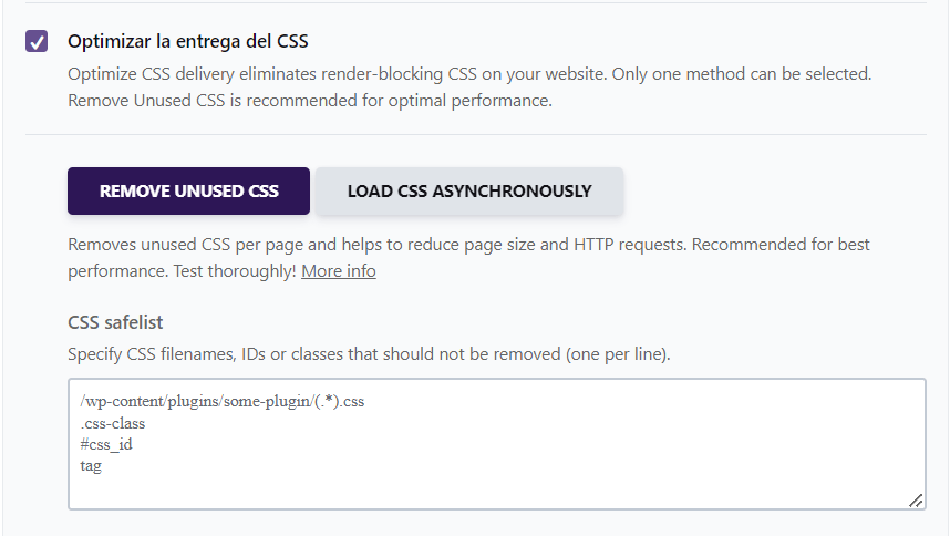 optimizar entrega de CSS en wp rocket