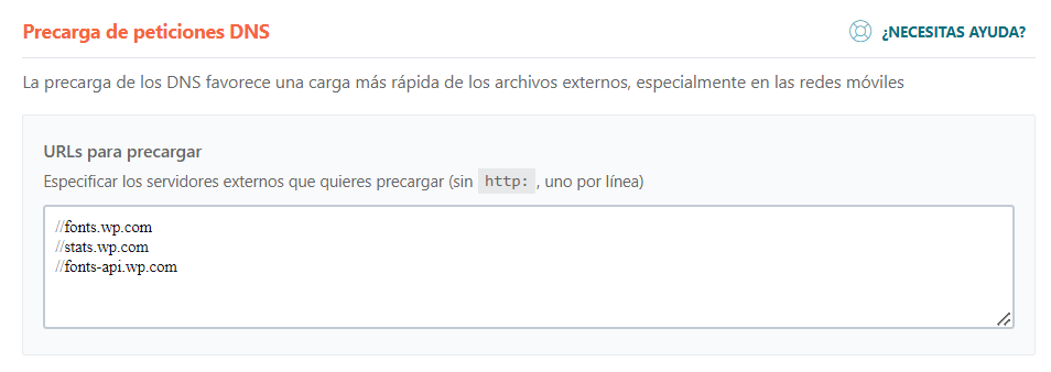 Precarga de peticiones DNS con wp rocket
