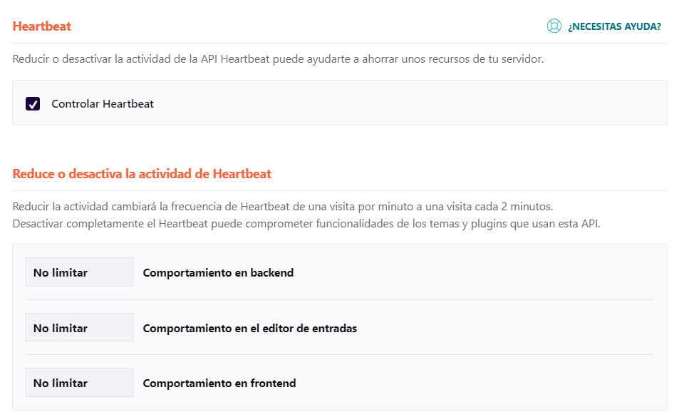 heartbeat en wp rocket