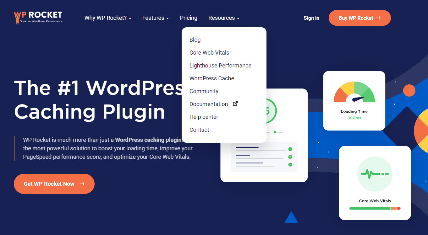 home page de WP Rocket