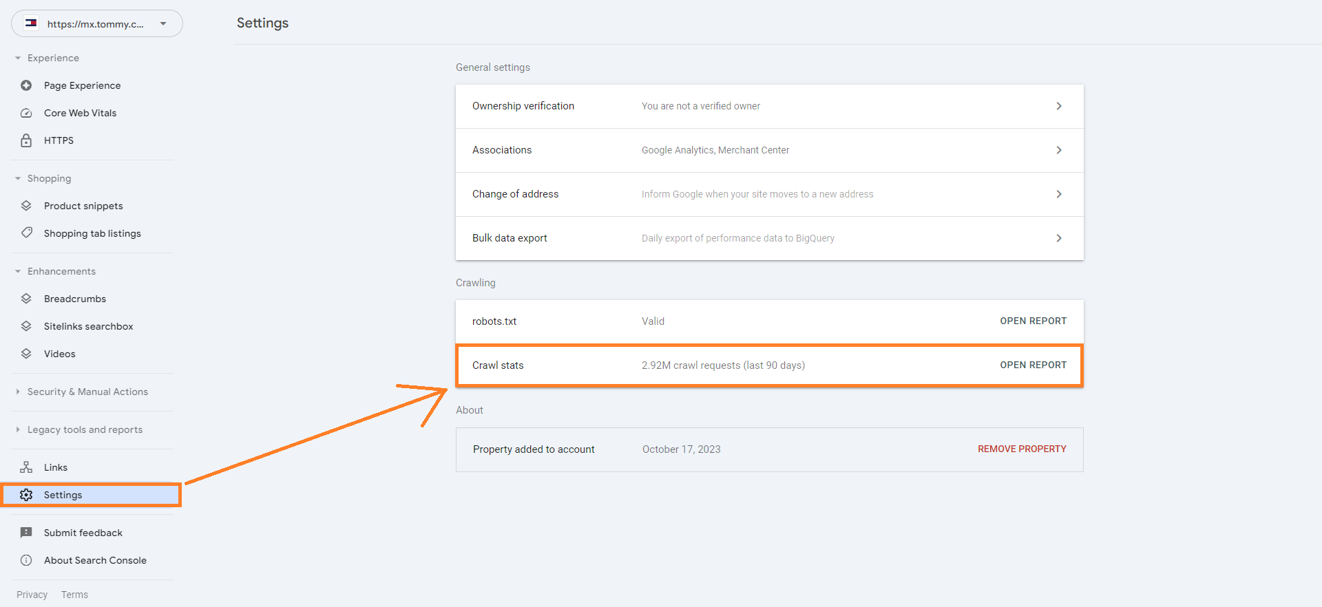 como ver mi estado de rastreo o crawl stats