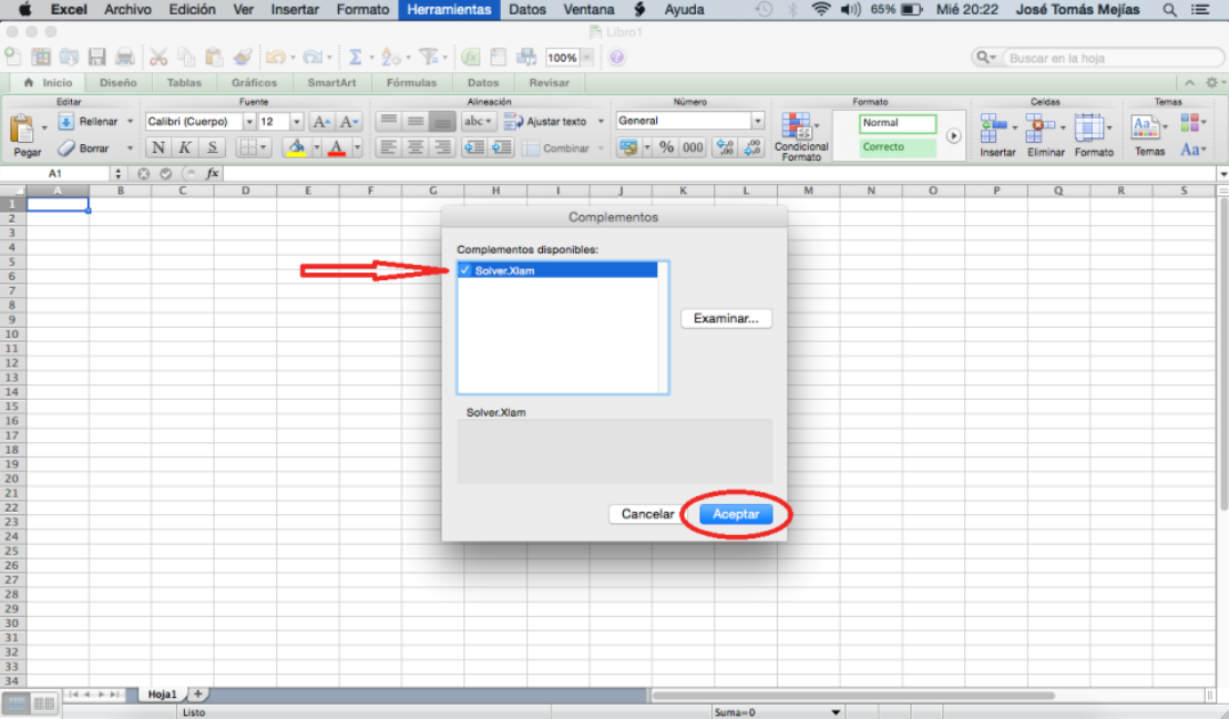activar solver en mac 3