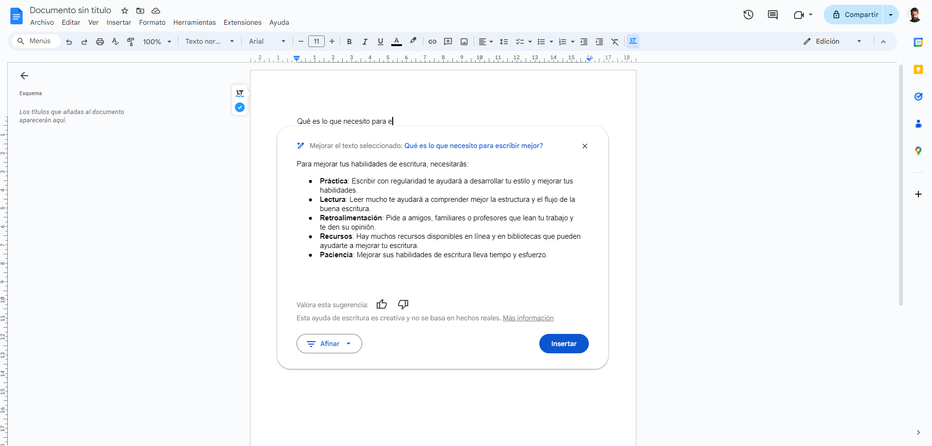 Automatización y asistencia para escribir mejor con la ia de google docs
