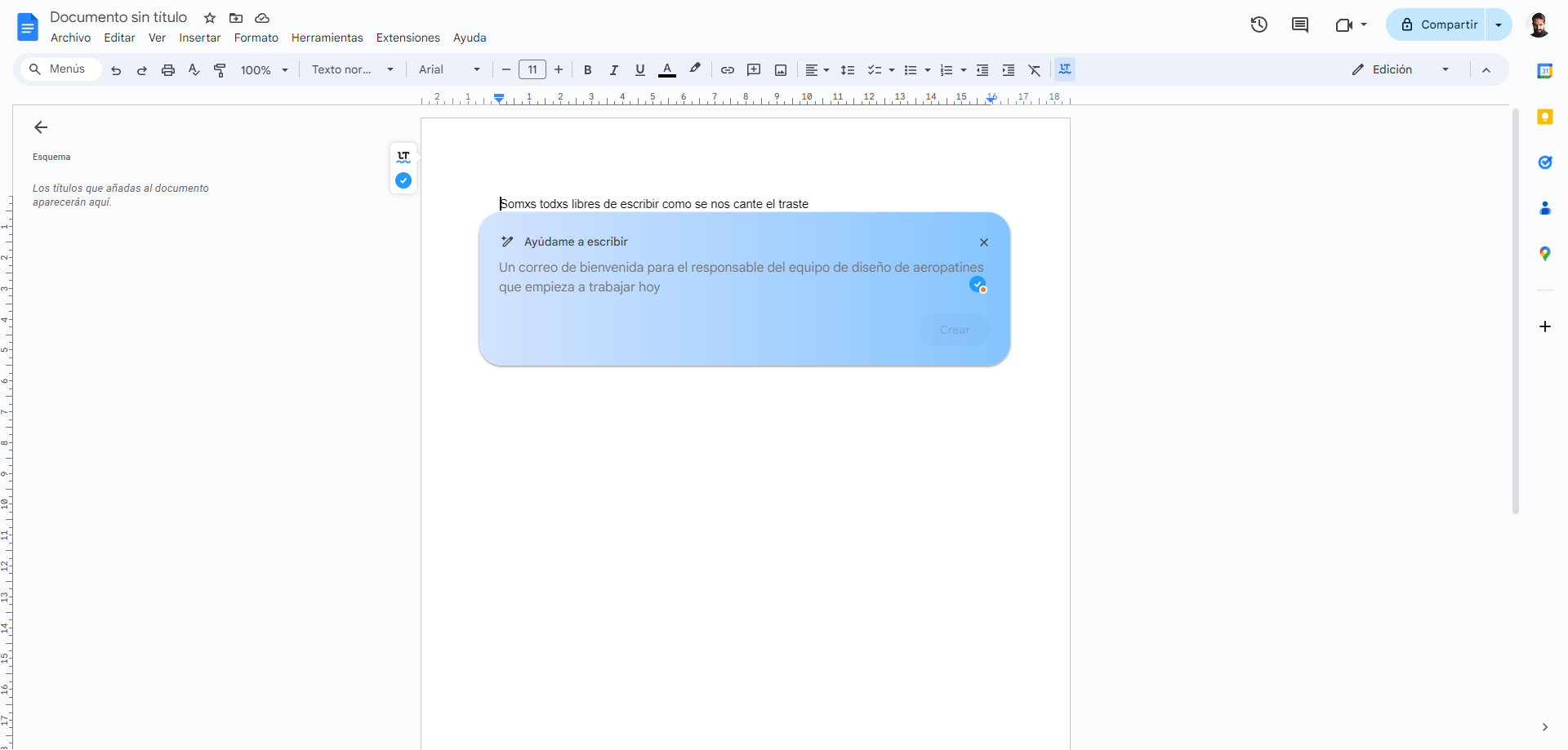 uso de lenguaje inclusivo en google docs