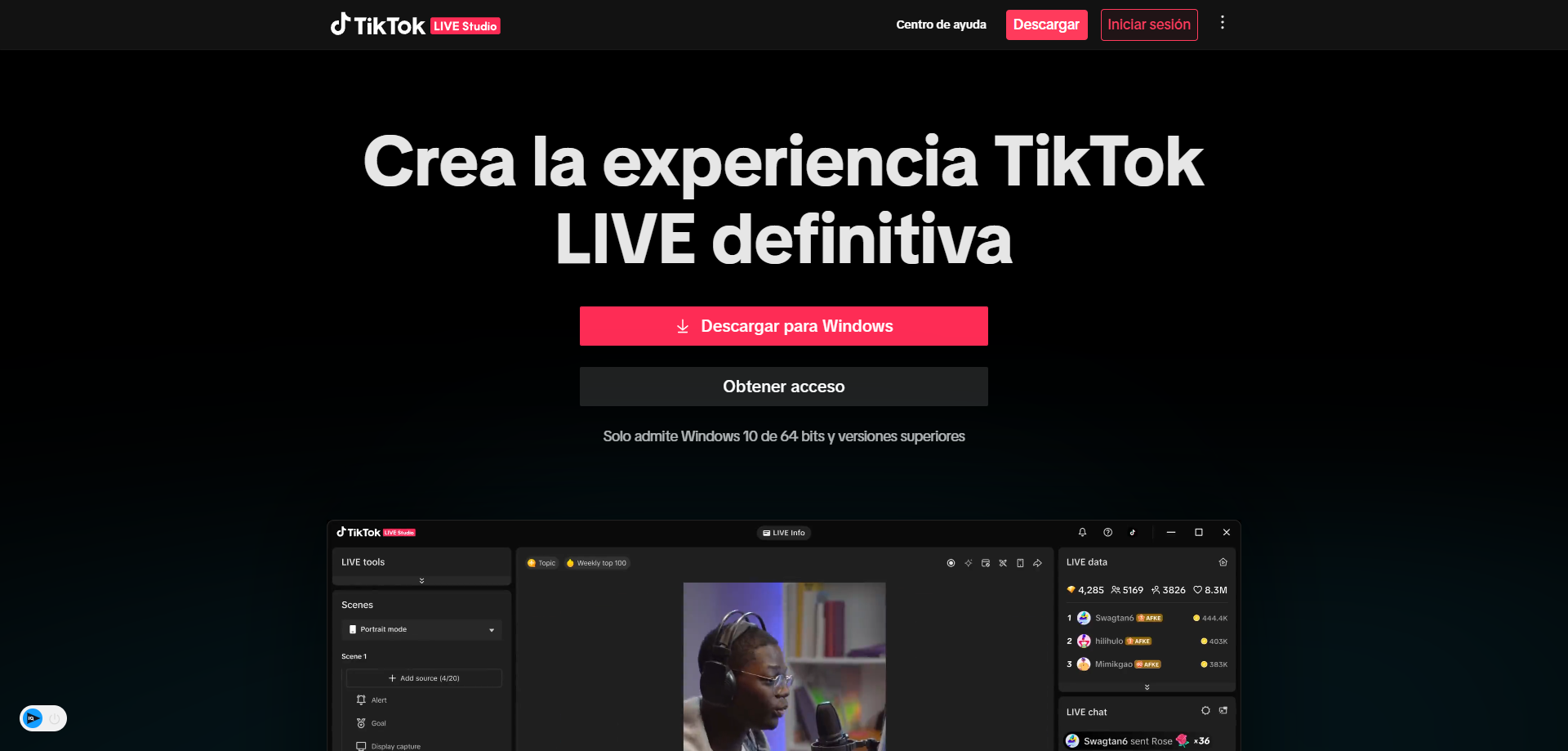 Descargar de la herramienta TikTok Live Studio